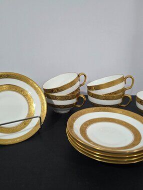 Vintage Adderley England 14069- 10 Piece Cup & Saucer Rare 1930 Bone